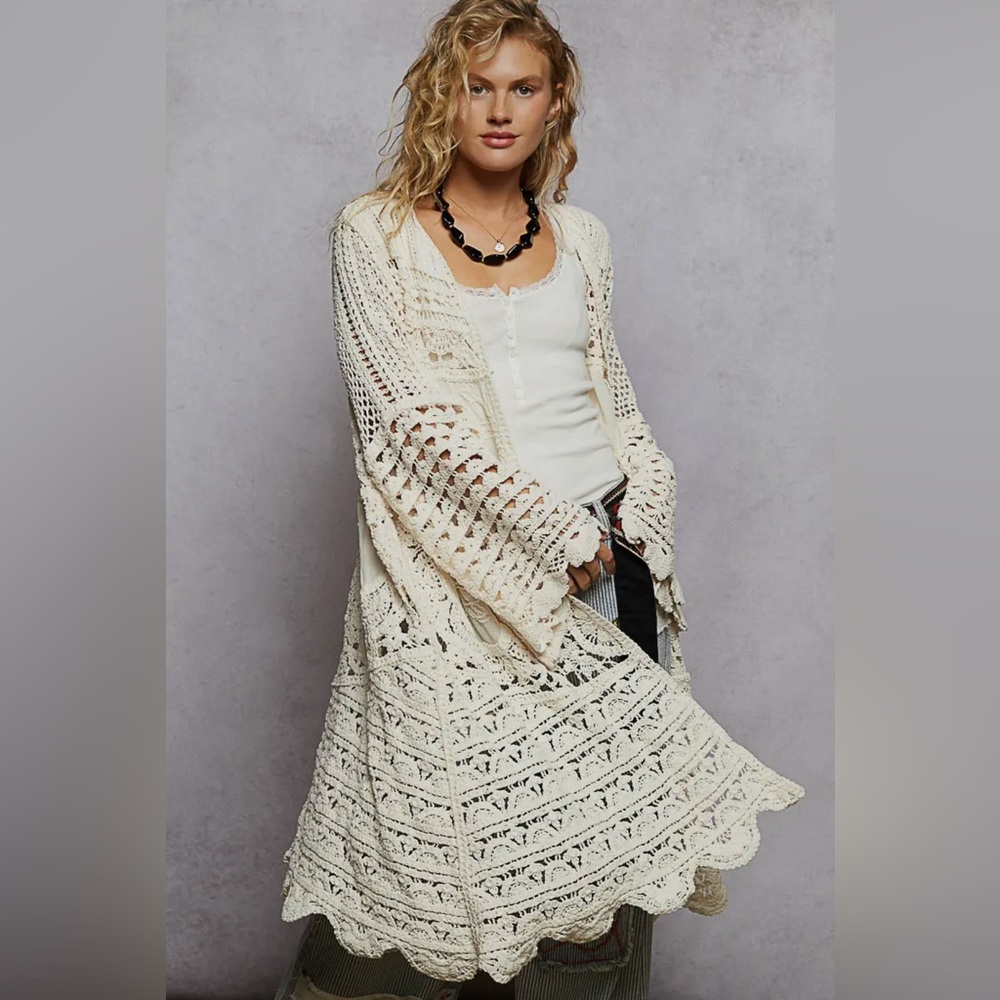 POL Cotton Crochet Cardigan